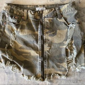 Camo denim skirt